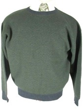 Brooks Brothers Mens Blue Green Diamond Crewneck Merino Sweater L Italy Made