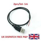 2Pcs USB 2.0 Male Plug 2pin Bare Wire,USB Power Data Cable DIY Pigtail Cable for