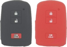 2Pcs Rubber Silicone Key Fob Cover Remote Keyless Holder for Color: Black Red