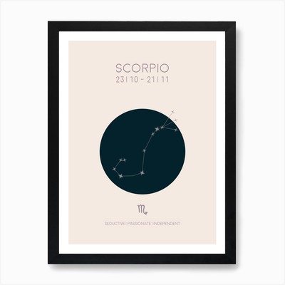 Scorpio Star Sign In Light Art Prin Framed Wall Art Poster Canvas Print Picture