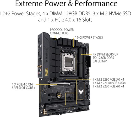 ASUS TUF GAMING B650-PLUS WIFI 6 PCIe 5 AMD B650 Socket AM5 ATX Tylko płyta główna - Zdjęcie 3 z 5