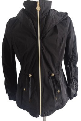 Laundry by Shelli Segal Damen Jacke M Schwarz Kapuze Goldzipper Übergang #