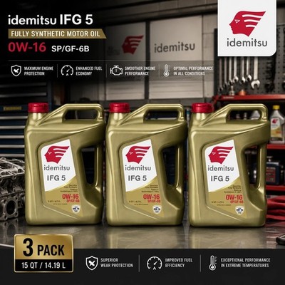 IDEMITSU 30015121953 IFG5 0W-16 SP/GF-6B; 5 Quart 3 PACK