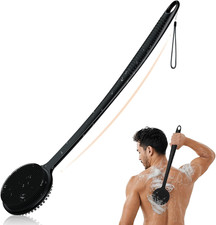Silicone Back Scrubber for Shower, 17In Lengthen Long Handle Body Brush, Double