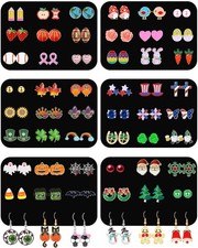 54 Pairs Hypoallergenic Holiday Earrings Set for Girls Women Halloween Christ...