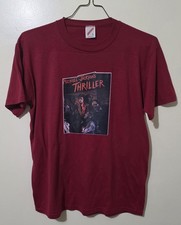 Vintage 80s Michael Jackson Thriller Dark Red Jerzees Music T-Shirt Large 22x28"