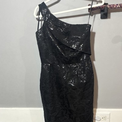 Alexia Admor Womens S Black One Shoulder Floral Lace Polyester Maxi Dress