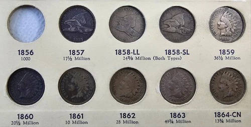 NICE SET 1857-1909  INDIAN HEAD CENT SET - Library of Coins ALBUM - Missing 4!