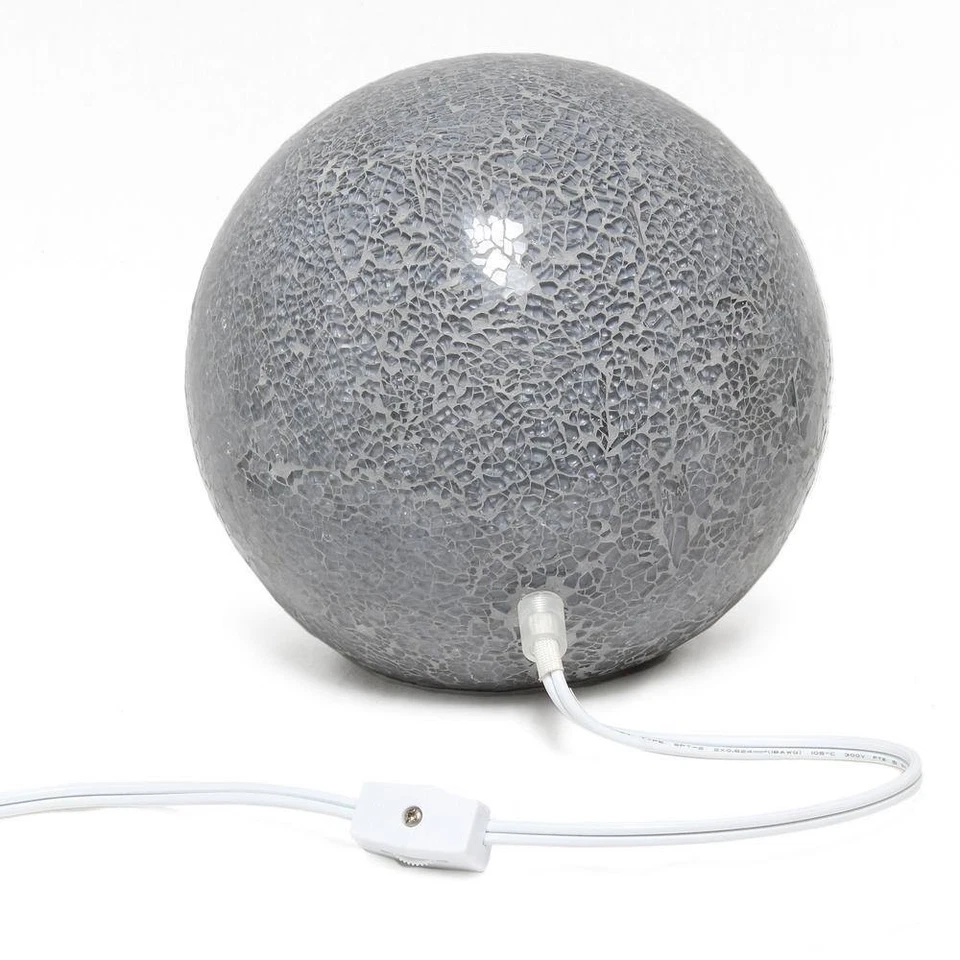 Simple Designs 7.75 in. 1-Light Gray Mosaic Stone Ball Table Lamp - Image 4 of 4