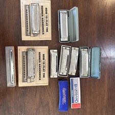 Vintage Harmonica Lot - 9 Horner, Superman W/ Hohner Case
