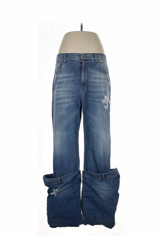 J W Anderson Bucket layered distressed low-rise boyfriend jeans