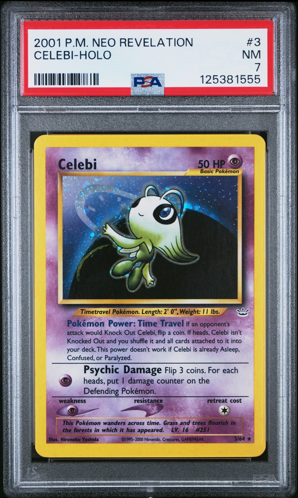 2001 POKEMON NEO REVELATION #3 CELEBI-HOLO PSA 7