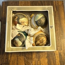 Boxed Set of 4 Glass Nativity Ball Christmas Ornaments, Multicolor Hanging