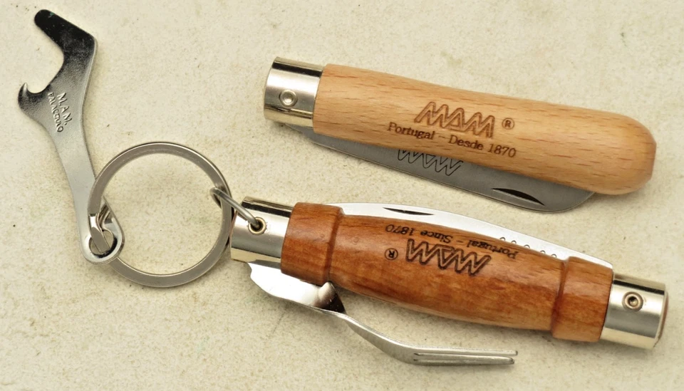MAM 葡萄牙制造 Slipjoint 折叠刀 - 木柄 - 批量两把未使用 — 第 2/4 张图片
