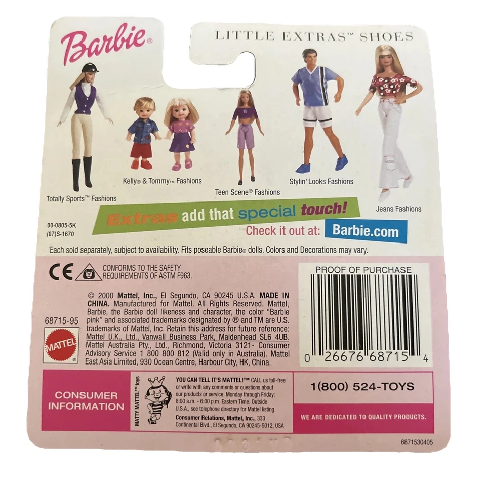 Zapatos Barbie - Mattel "Pequeños Extras" Ajuste Muñeca Posable Antigua 68715-95 Desde 2000 Foto 2 de 4
