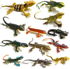 12 Pcs Fake Plastic Lizard Toys Colorful Rubber Reptile Figures 5.5" 12 Styles