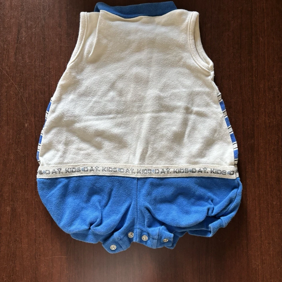 Vintage Nautical Striped Boys Day Baby Bubble Bodysuit  Romper Sailor Baby 3-6m - Image 2 of 4