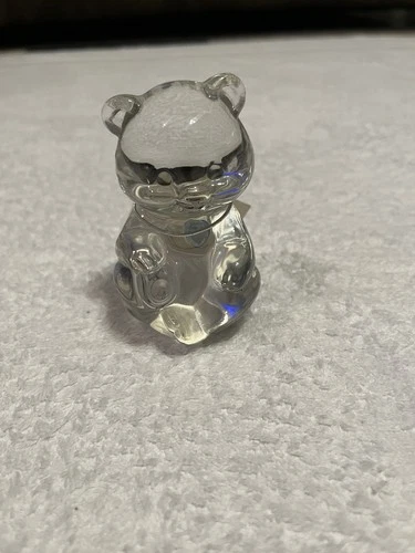 NWT Fenton Art Glass March Birthday Birthstone Aquamarine Heart Bear Figurine