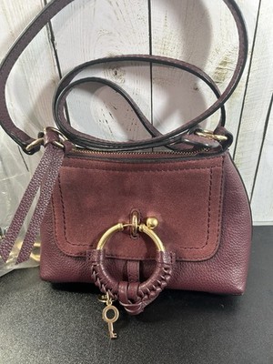See By Chloe Joan Motty Purple Leather and Suede Shoulder/Crossbody Bag Handbag