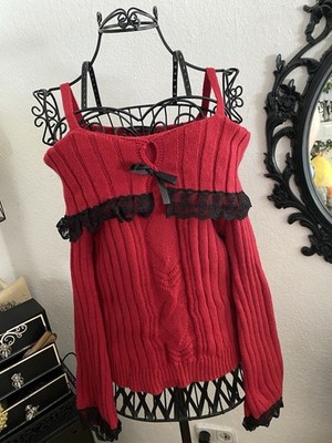 Romwe Pullover Off Shoulder Rot Schwarz Spitze Red  Gothic Romantik gr.M 38