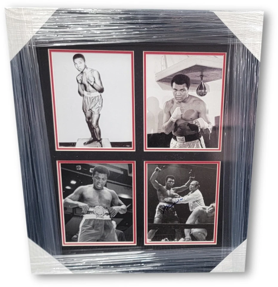 Foto autógrafa firmada a mano de Muhammad Ali 8x10 enmarcada con 3 8x10 JSA XX98574