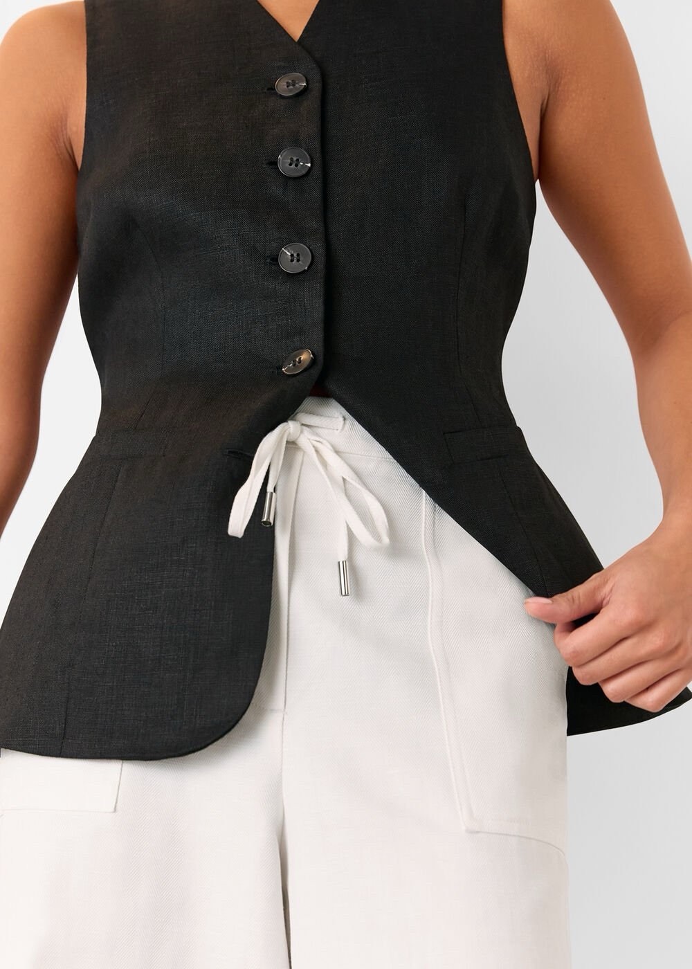 Whistles Petite White Leona Linen Blend Trouser Size 10 RRP £109 New With Tags image 3