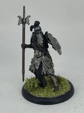 Shrouded Fighter with Halberd and Shield Painted Fantasy Miniature