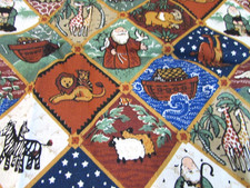 Vintage Noah's Ark Fabric Fabri-Quilt Inc Cotton Panel 43 x 62"