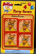 Vintage 1997 Arthur the Aardvark Sliding Puzzle Party Favors 4 Pack Sealed