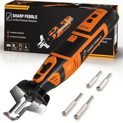 Sharp Pebble Electric Cordless Chainsaw Sharpener Kit - Comes Black/Orange