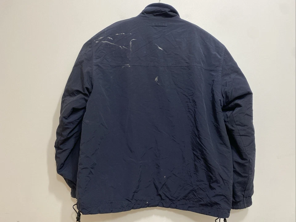 VTG Trader Bay Jacket Mens Sz XLT Navy Reversible Nylon Fleece Full Zip Bomber - Image 2 of 4