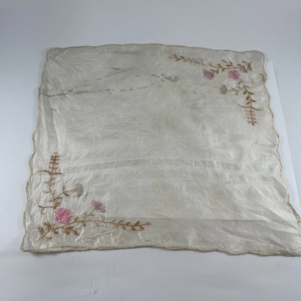 Lote de 9 pañuelos de encaje vintage - surtido de tela bordada y transparente Foto 4 de 4