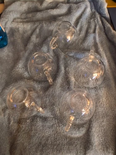 Vintage clear Glass Coffee Cups Lot Of 5 Federal Glass