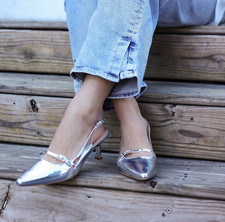 JENN ARDOR Women Slingback Kitten Heels Closed Toe Dress Shoes Wedding Party Pum