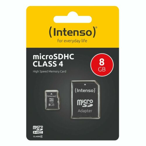 8GB Intenso Speicherkarte Highspeed Mirco SD Micro SDHC Class 4 + SD Adapter - Bild 1 von 2