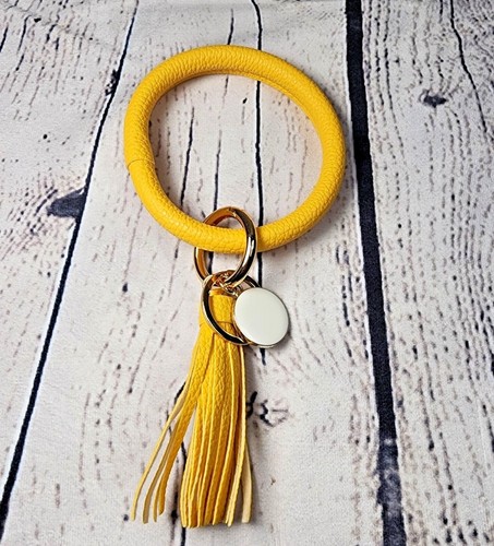 Llavero Borla Círculo Cuero PU Llavero Muñequera Redondo Brazalete Pulsera Regalos - Imagen 20 de 29