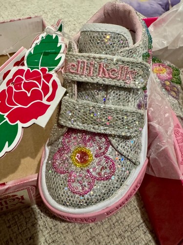 Lelli Kelly Silver LK8382 Glitter B Vel Schuhe VF1365 Sneaker Tenni Pink Flower - Bild 1 von 16