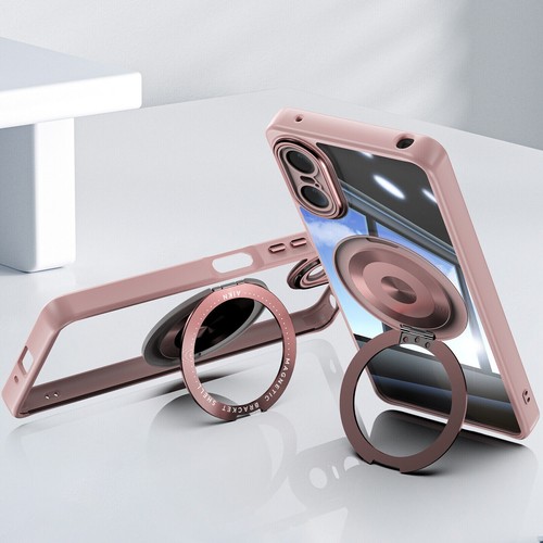For Sony Xperia 10 VI, Luxury Crystal Magnetic Transparent Ring Stand Cover Case - 第 13/29 張圖片