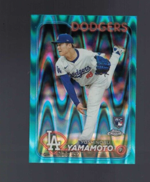 2024 Topps Chrome: Yoshinobu Yamamoto #18 RC AQUA LAVA Refractor