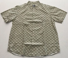 VINTAGE STUSSY ‘STUCCI’ MONOGRAM S/S SHIRT - LARGE - KHAKI - MADE IN USA
