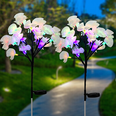 2PCS LED Solar Garden Lights Waterproof Flowers Light Outdoor Garden Decorative