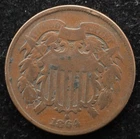 KAPPYSCOINS GH127 1864 VG VERY GOOD   CIVIL WAR USED AND DATED TWO CENT PIECE
