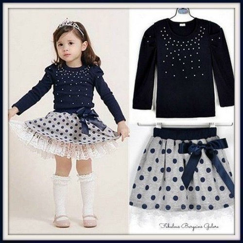 Baby Ragazze Bambino A Pois Bambini autunno Casual Festa Bambini Estate  Outfit Set | eBay