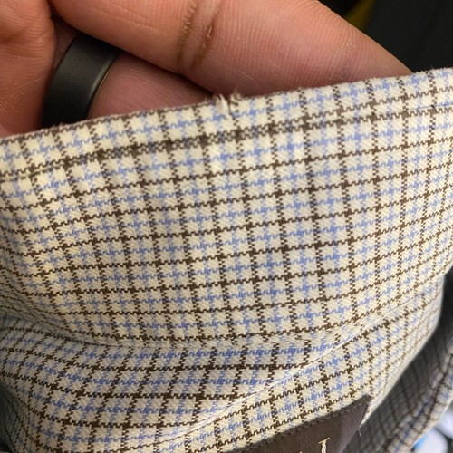 Canali Shirt Mens 16.5 42 Blue Brown Plaid Button Up Long Sleeve Preppy Casual - Picture 4 of 13