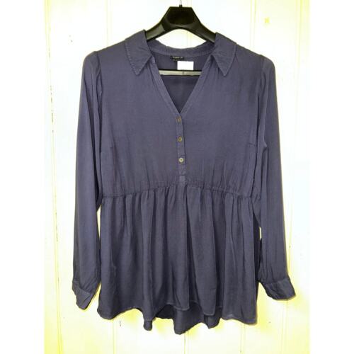1 x camicetta babydoll TOP swing alta tunica bassa blu viola blu foschia torrida NUOVA - Foto 7 di 11