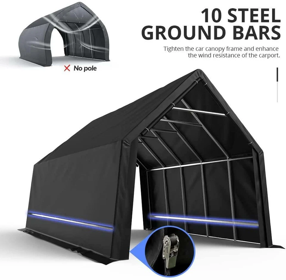 KING BIRD 13x20 Resistente Anti-Nieve Cochera Barco Cubierta Almacenamiento Exterior Refugio Foto 4 de 4