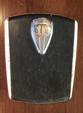 VTG 50s Borg Bathroom Scale Bubble Glass Mid Century Modern Deco Chrome Black