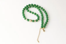 Collar Piedras Naturales De Calcedonia Verde Y Acero Inoxidable Chapado En Oro 