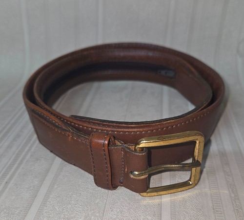 L.L.Bean Full Grain Leather 36 interior zipper pocket BELT for bills Brown