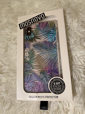 IPhone XS Max Phone Case Mosnovo Tropical Flowers Palm Leaves Phone Stand 